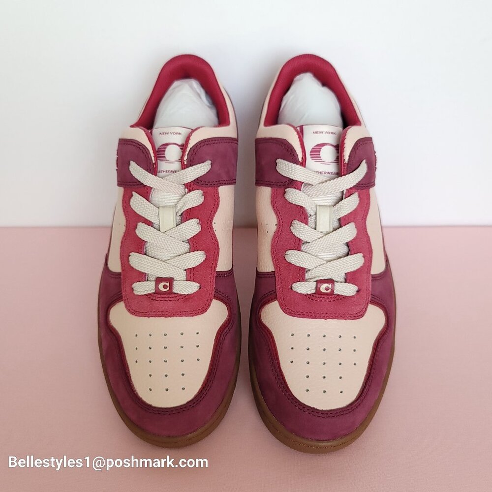 COACH Low Top Leather and Suede Sneakers C201- Pink color-Women’s US Size 9.5B ⭐